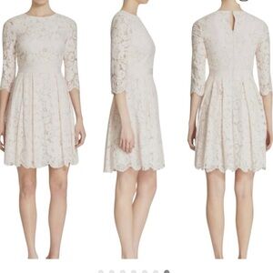 Ted Baker London Ameeya Flora Lace Fit & Flare Dress in Light Pink Pleated Skirt